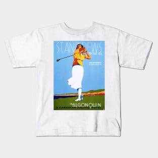 Golf St Andrews by the Sea The Algonquin Art Deco Hotel Vintage Kids T-Shirt